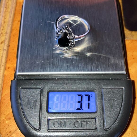 Natural Black Spinel Sterling Silver Ring Size 8 - Picture 9 of 10